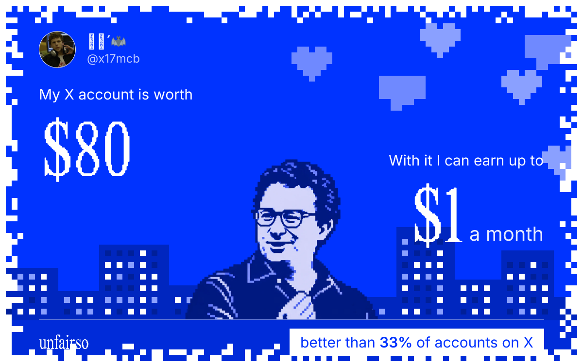 ๐๐ยด๐ฆ's X account can earn up to $1 a month