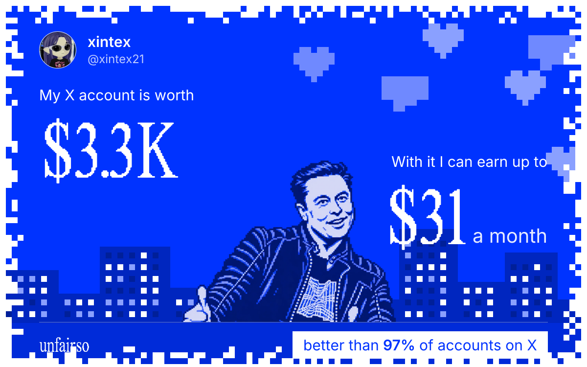 xintex's X account can earn up to $31 a month