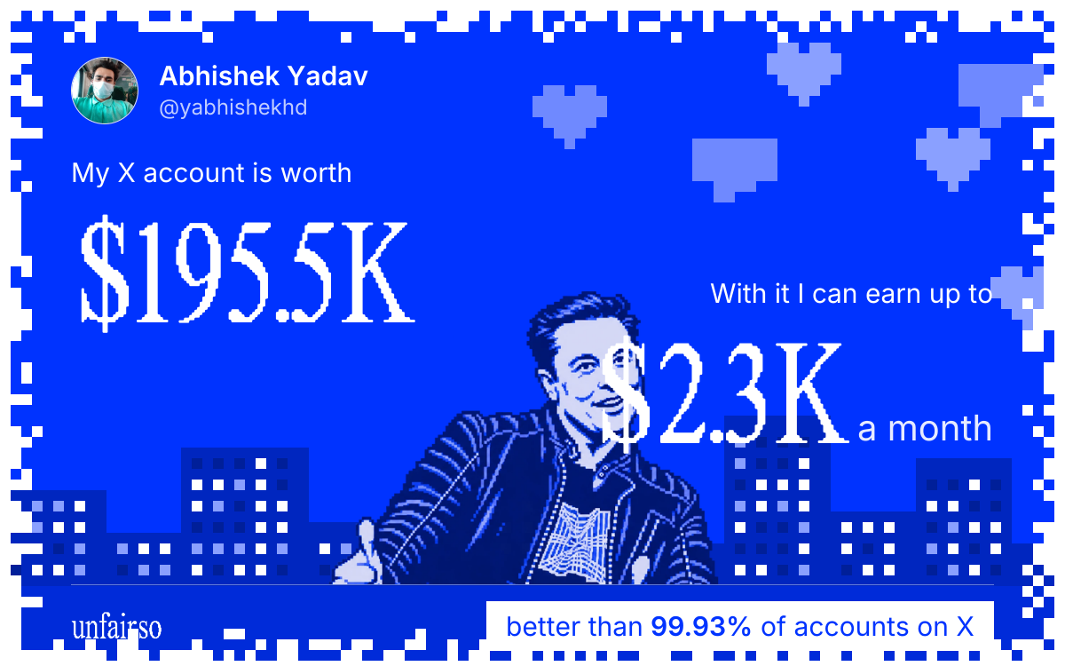 Abhishek Yadav's X account can earn up to $2.3K a month