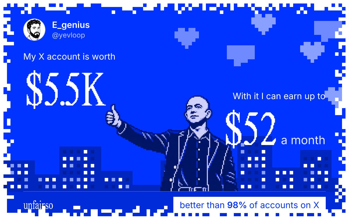 E_genius's X account can earn up to $54 a month