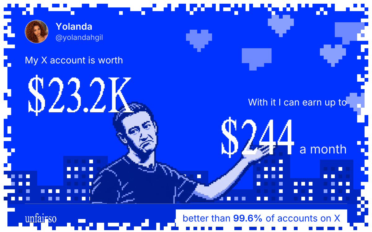 Yolanda's X account can earn up to $244 a month