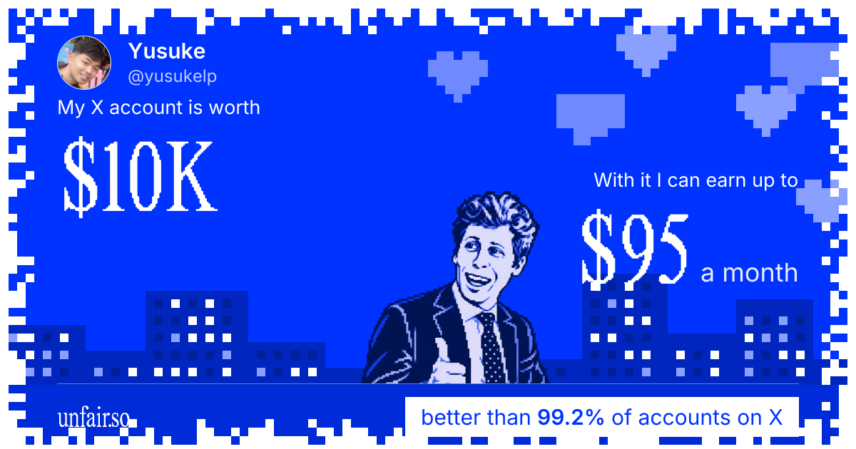 Yusuke's X account can earn up to $95 a month