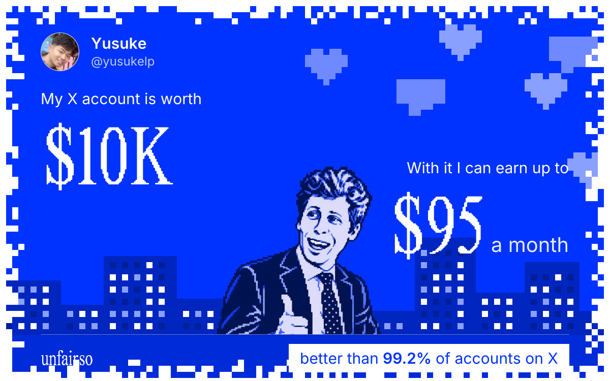 Yusuke's X account can earn up to $95 a month