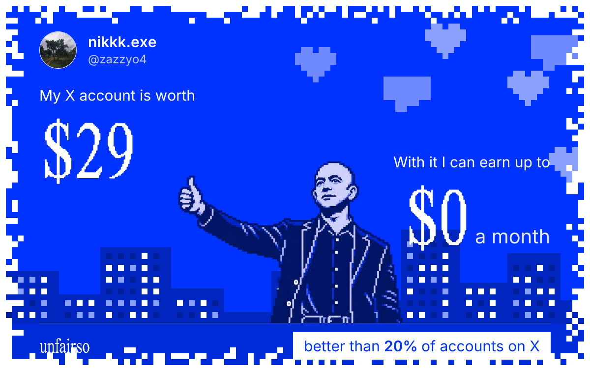 nikkk.exe's X account can earn up to $0 a month