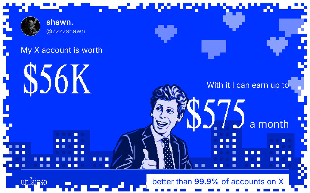 shawn.'s X account can earn up to $575 a month